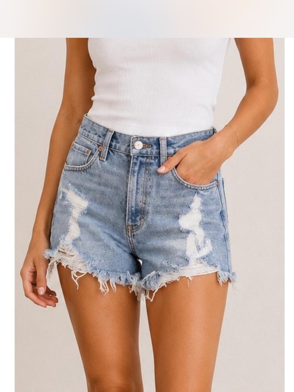 Abercrombie & Fitch The Mom Short High Rise Distressed Denim Shorts Size 24 / 00